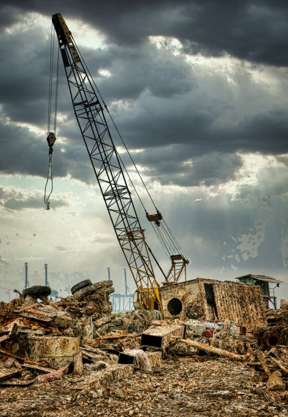 post-construction waste at dump site