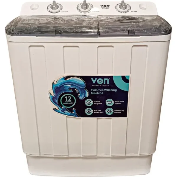 VON VALS-75BWY Twin Tub Washing Machine - 7.5KG