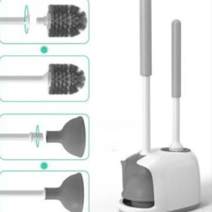 2-in-1 Plunger With Powerful Pump and Toilet Cleaning Brush